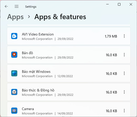tăng tốc windows 11 bằng cách vào apps & features