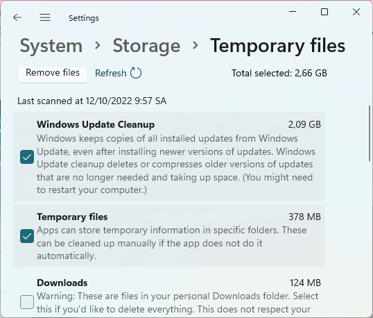 tăng tốc windows 11 bằng cách tắt xoá temporary files